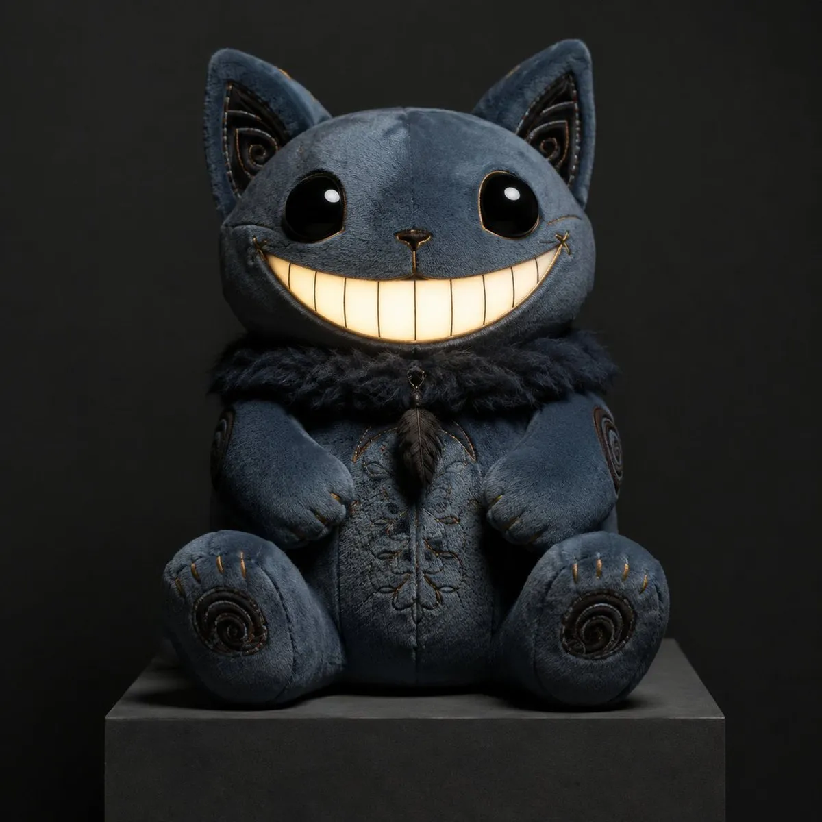 No. 103: E-commerce Main Image - Gothic Cheshire Cat Plush Toy — GPT Image 2 image prompt example