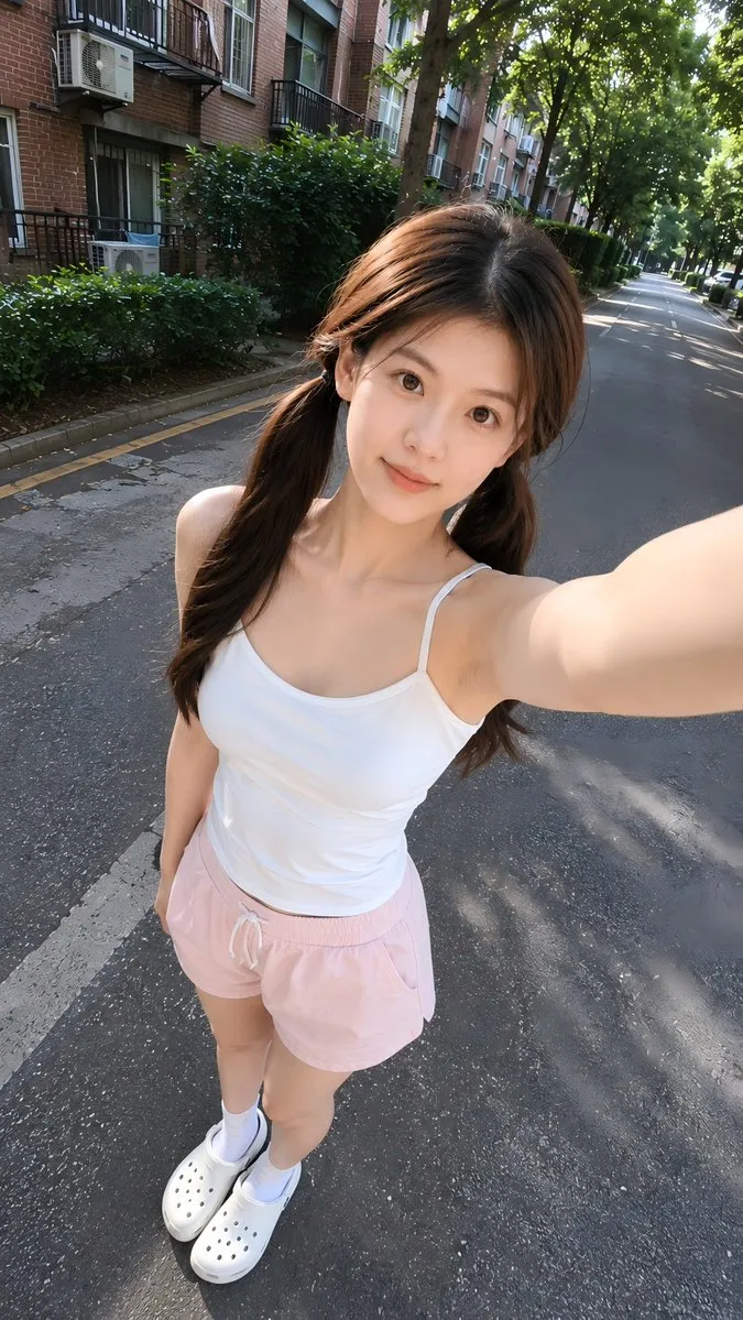 No. 12: Profile / Avatar - High-Angle Summer Street Selfie — GPT Image 2 image prompt example
