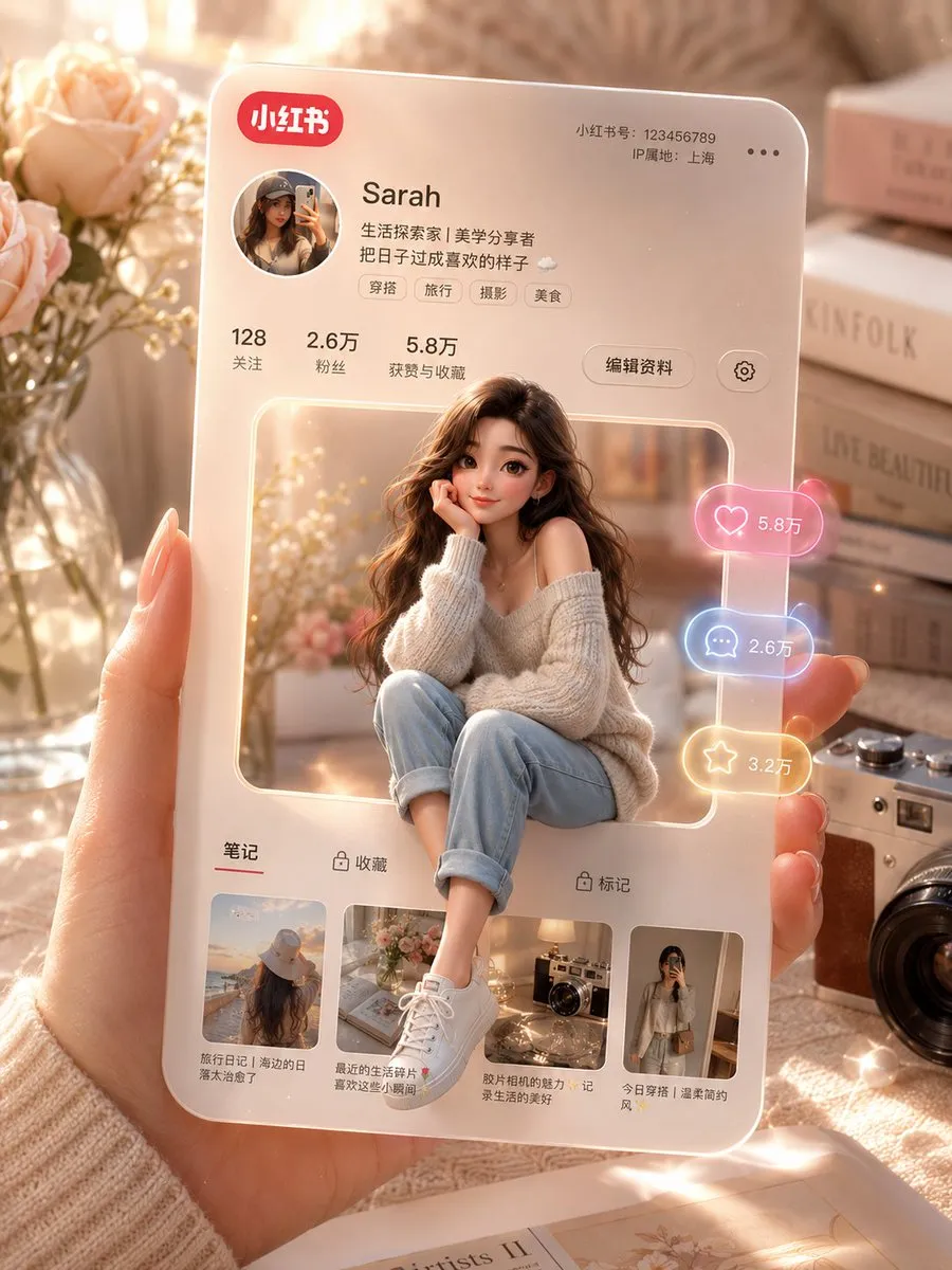 No. 13: Profile / Avatar - 3D Social Media Profile Card — GPT Image 2 image prompt example