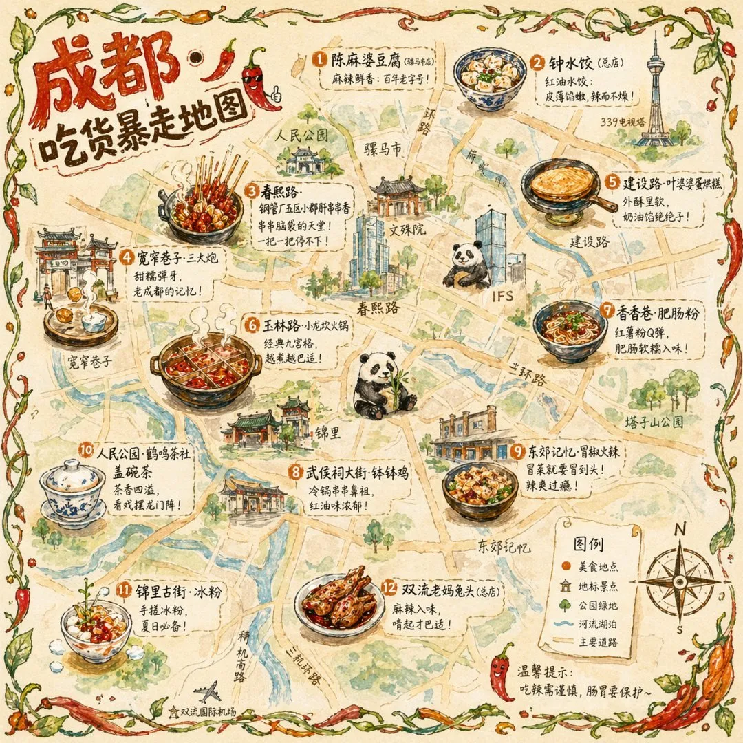 No. 2: Illustrated City Food Map — GPT Image 2 image prompt example