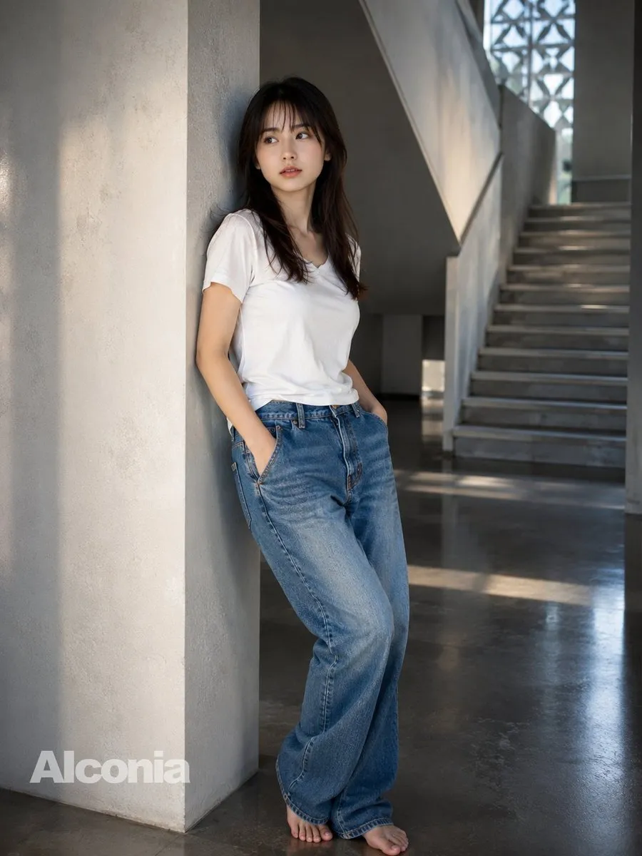 No. 24: Social Media Post - Modern Concrete Stairwell Portrait — GPT Image 2 image prompt example