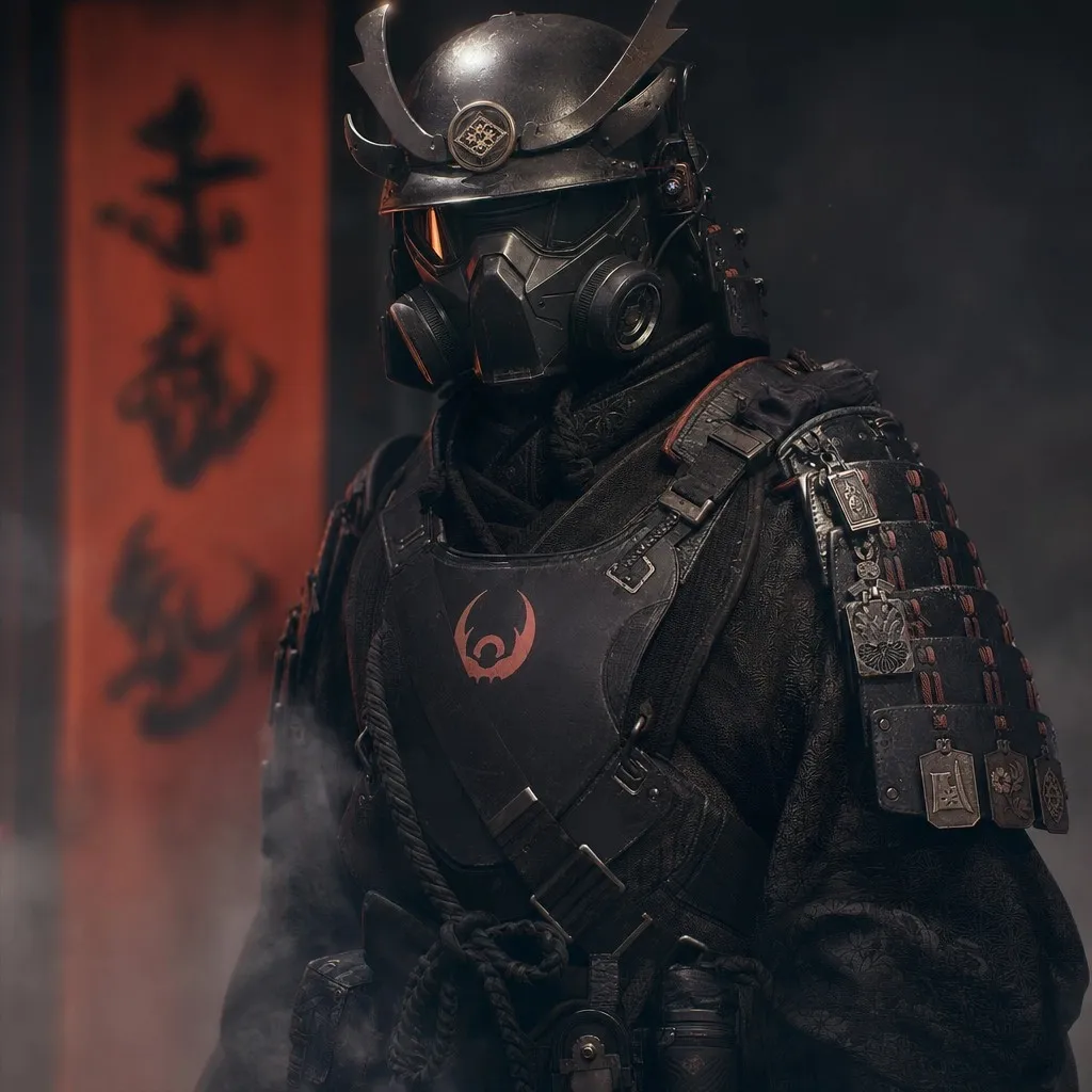 No. 3: Profile / Avatar - Futuristic Dark Samurai Portrait — GPT Image 2 image prompt example