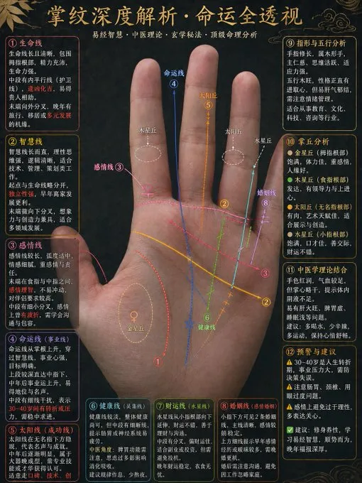 No. 46: Infographic / Edu Visual - Traditional Palmistry Analysis Infographic — GPT Image 2 image prompt example