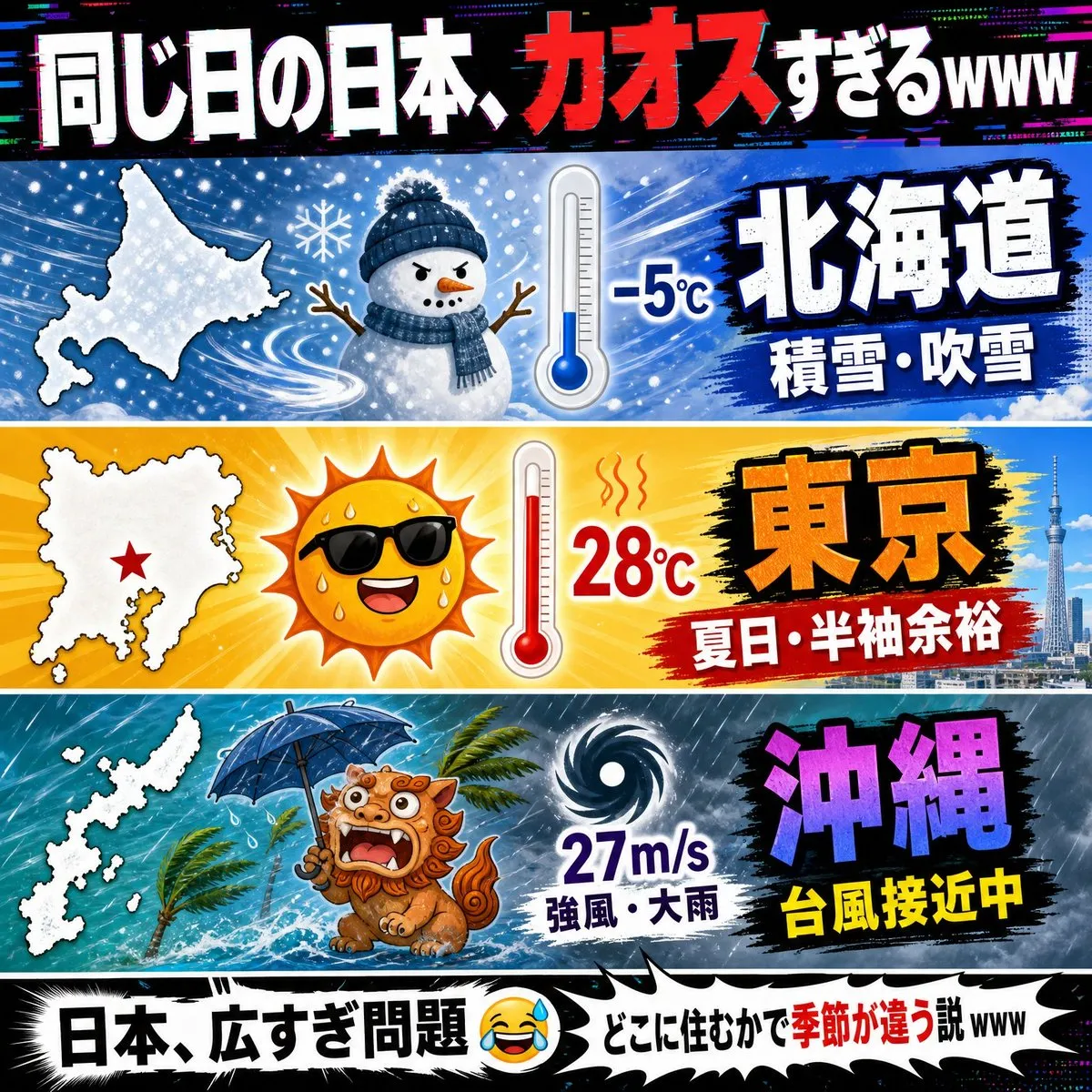 No. 59: YouTube Thumbnail - Chaotic Japan Weather Meme — GPT Image 2 image prompt example