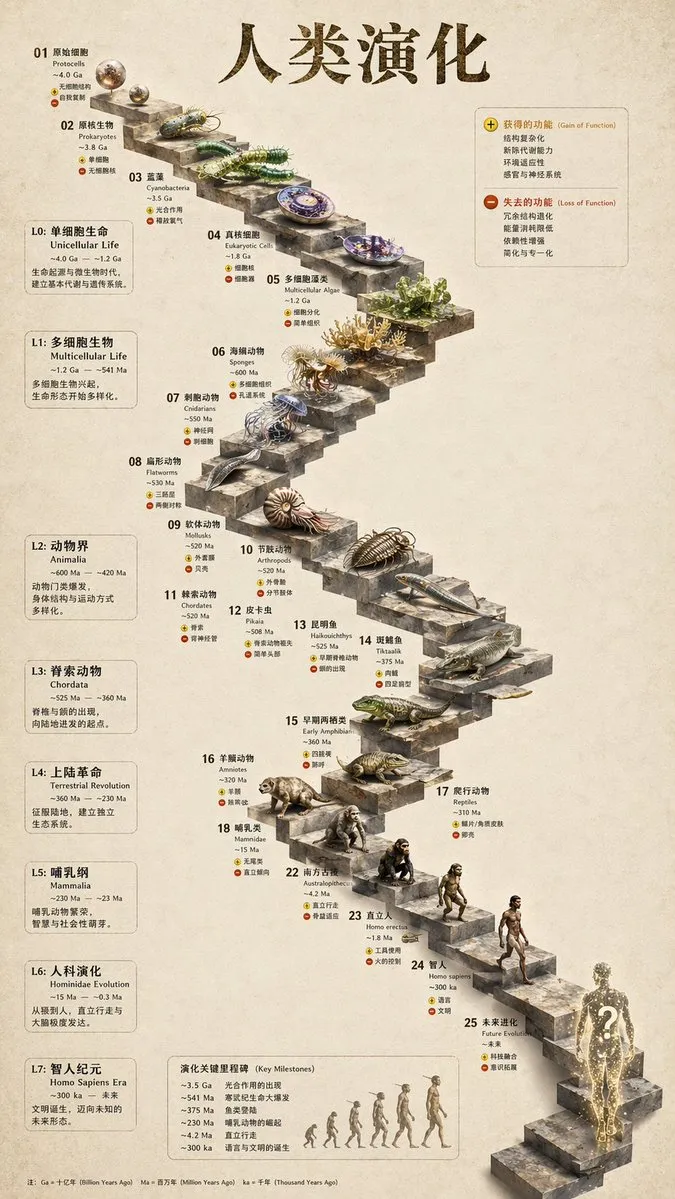 No. 6: 3D Stone Staircase Evolution Infographic — GPT Image 2 image prompt example