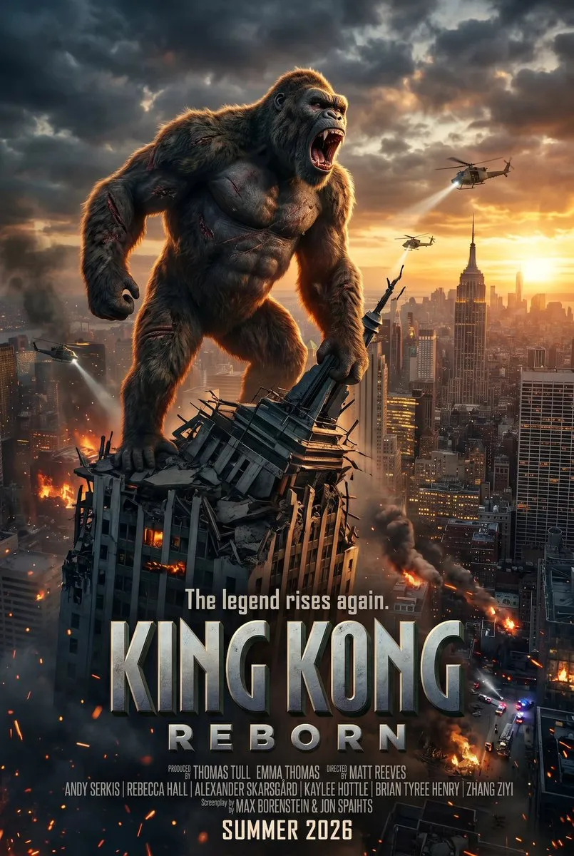 No. 66: YouTube Thumbnail - King Kong Reborn Movie Poster — GPT Image 2 image prompt example