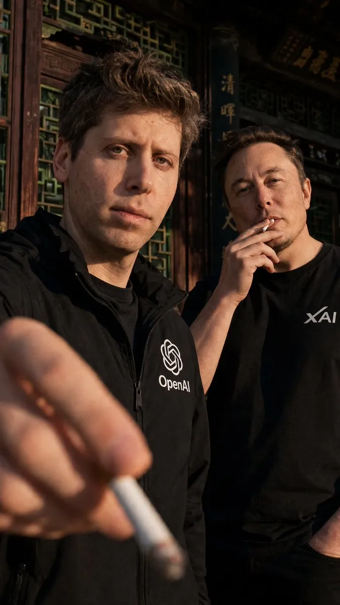 No. 73: YouTube Thumbnail - Cinematic Tech Leaders Smoking Portrait — GPT Image 2 image prompt example