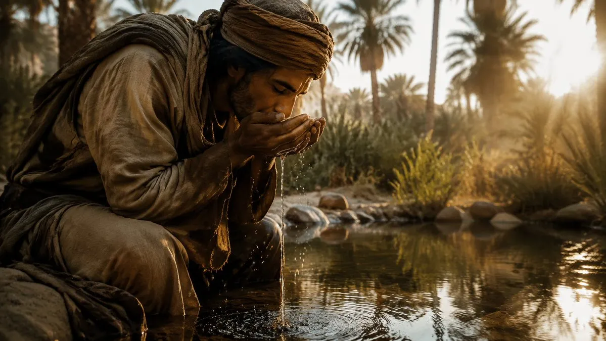 No. 77: Comic / Storyboard - Cinematic Desert Oasis Traveler — GPT Image 2 image prompt example