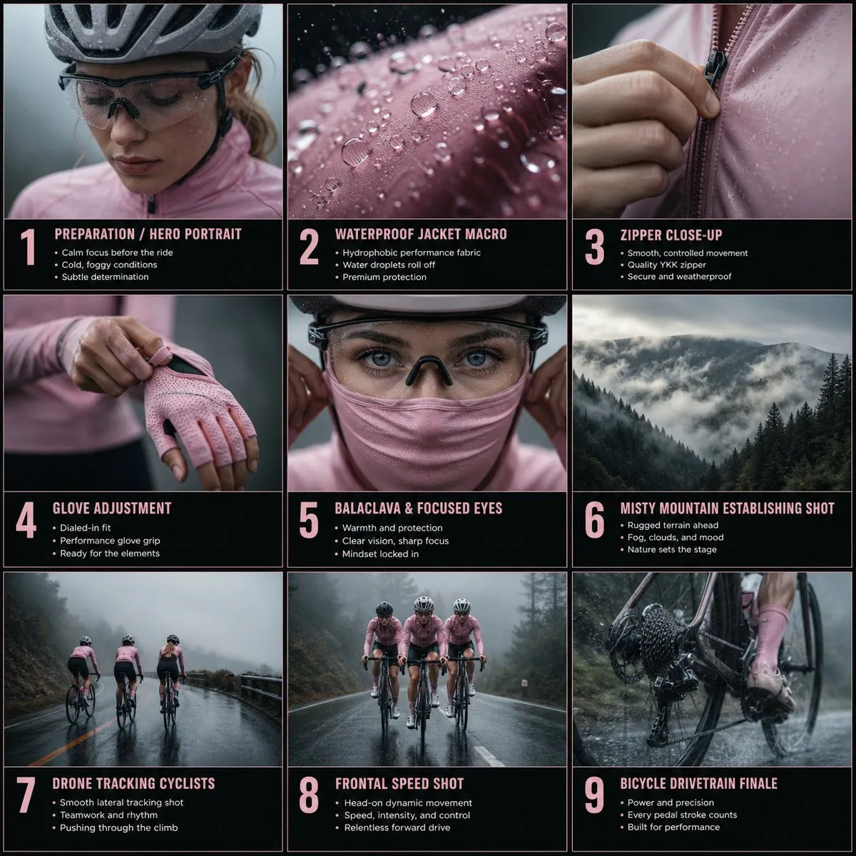 No. 80: Comic / Storyboard - Rain Cycling Storyboard Grid — GPT Image 2 image prompt example