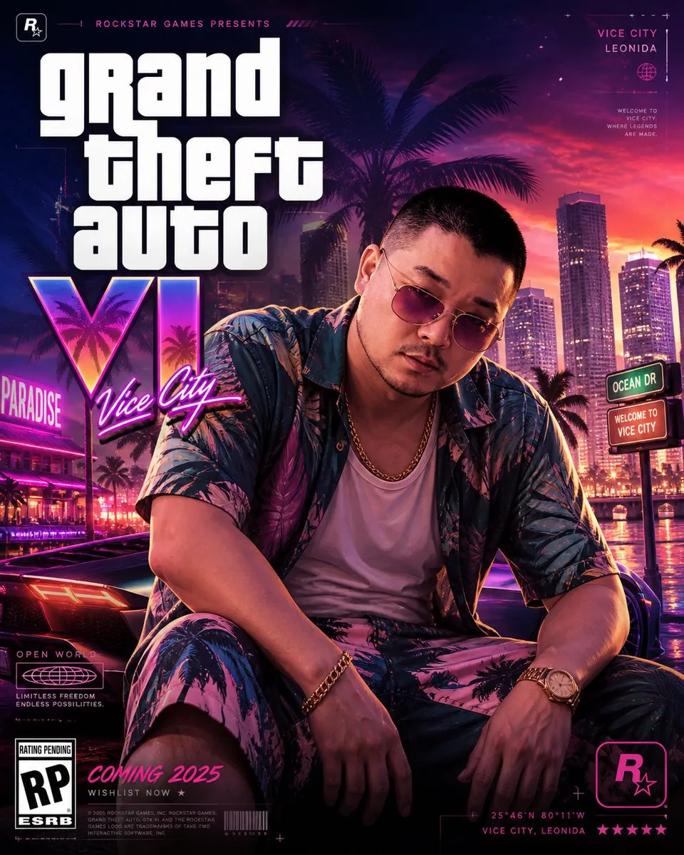 No. 99: Product Marketing - GTA VI Style 8K Cinematic Poster — GPT Image 2 image prompt example