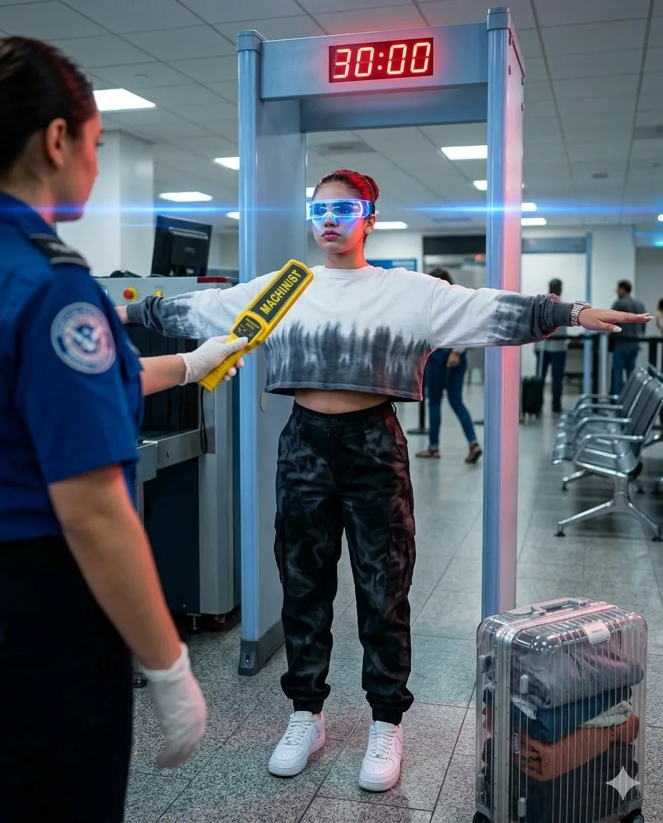 No. 114: Game Asset - Cyberpunk Airport Security Scene — Nano Banana Pro image prompt example