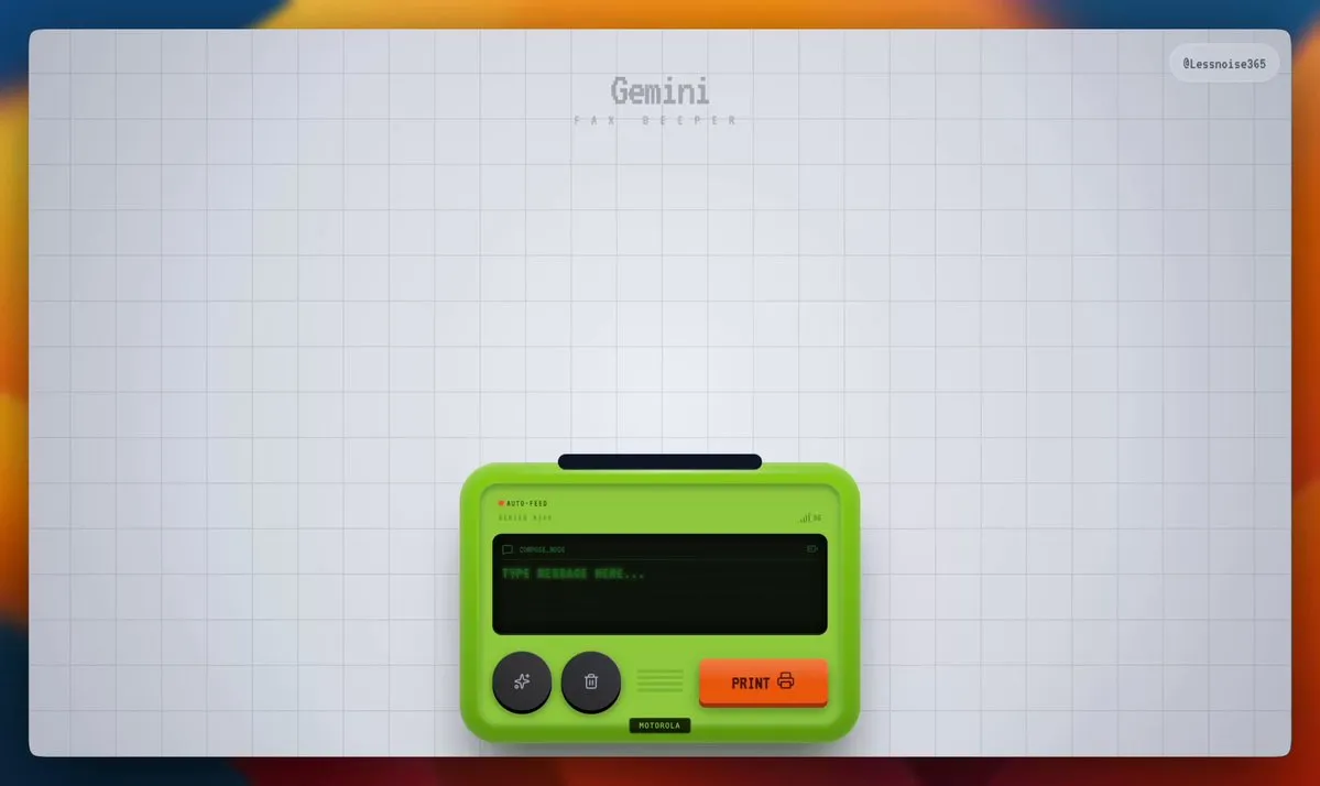 No. 19: Retro Motorola Fix Beeper typewriter web app — Nano Banana Pro image prompt example