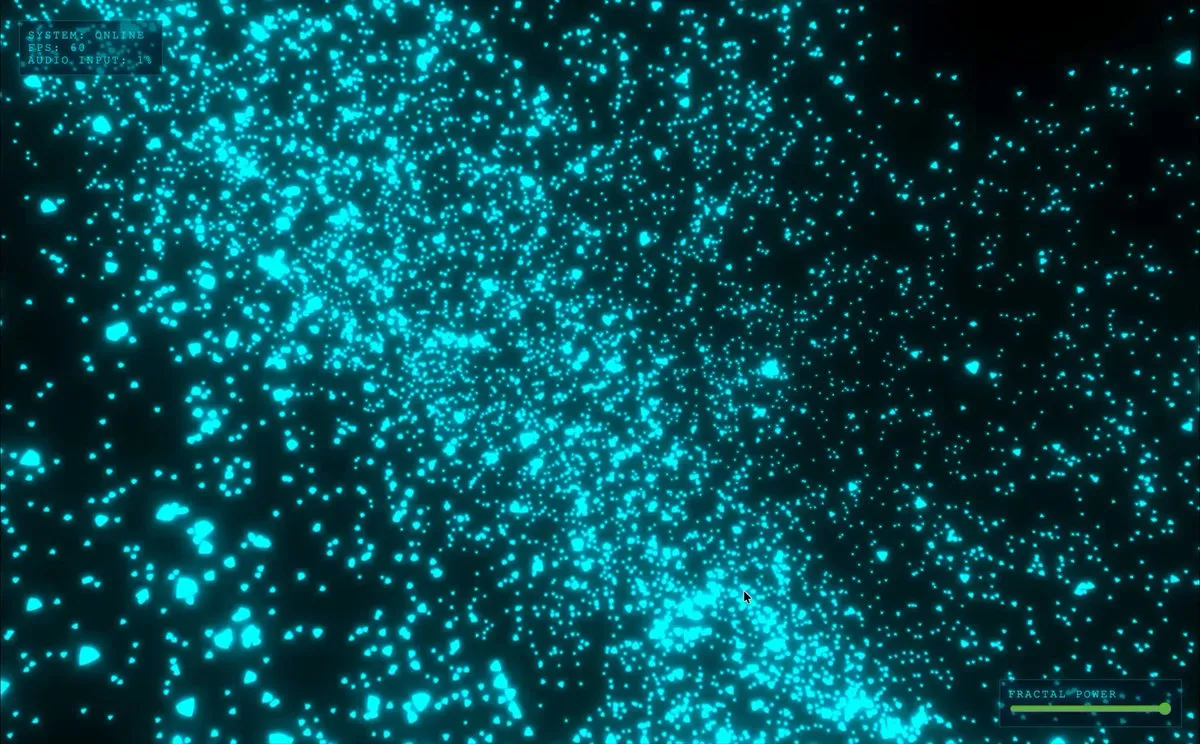 No. 24: Raymarched Mandelbulb fractal with audio-reactive particles in Three.js — Nano Banana Pro image prompt example