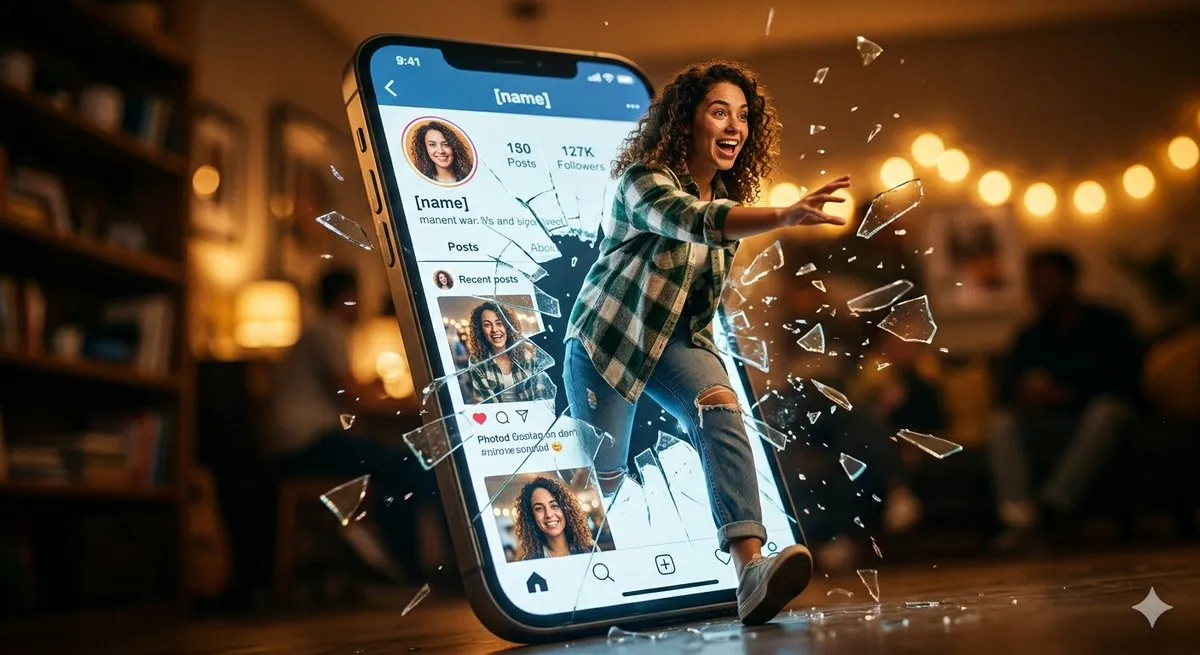 No. 30: Social Media Post - Shattered Screen Social Media Ad — Nano Banana Pro image prompt example