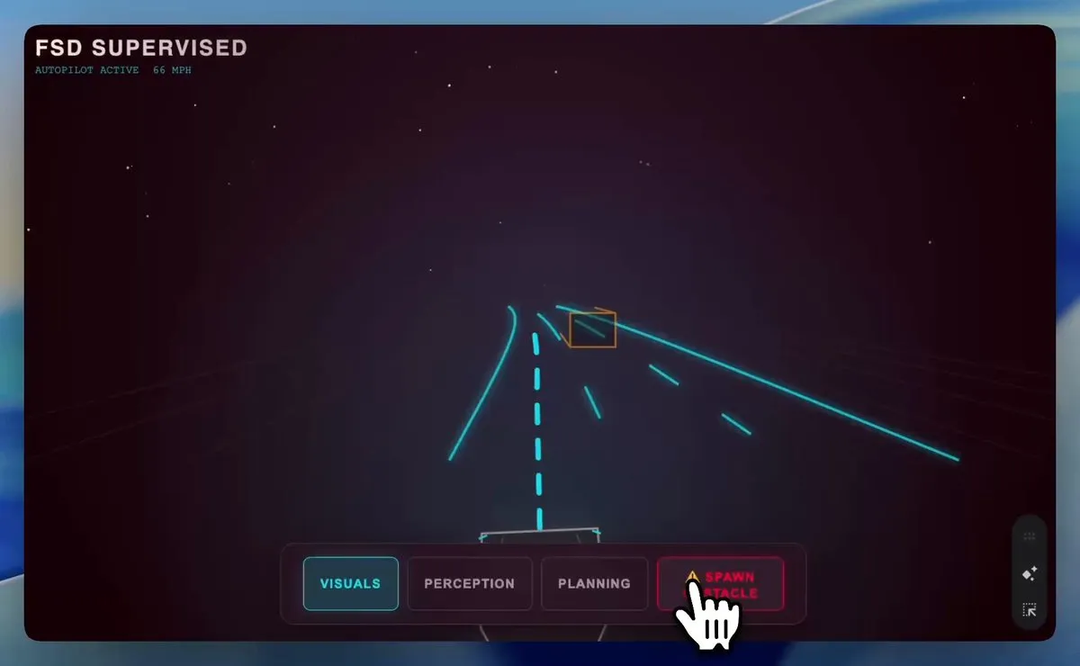 No. 38: Interactive SVG demo of Tesla FSD road recognition — Nano Banana Pro image prompt example