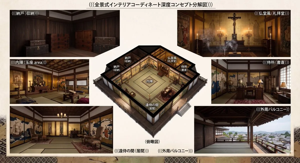 No. 39: Infographic / Edu Visual - Azuchi-Momoyama Castle Floor Plan — Nano Banana Pro image prompt example