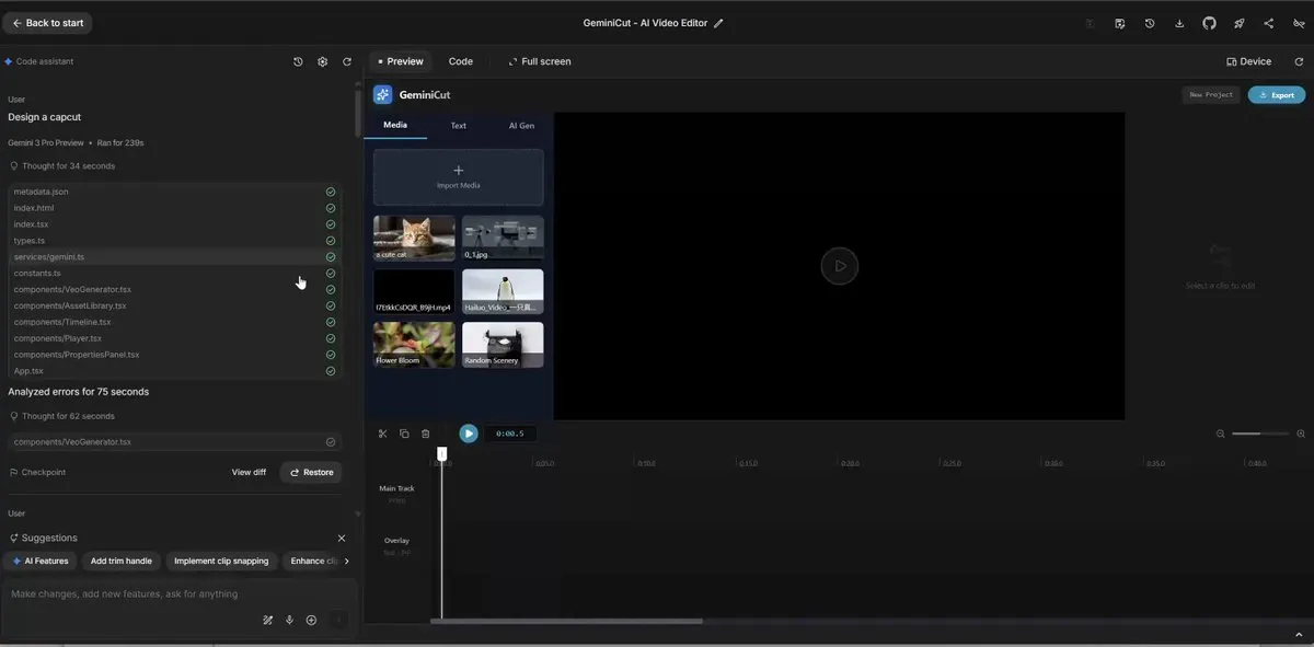 No. 43: CapCut-like video editor UI in Gemini — Nano Banana Pro image prompt example