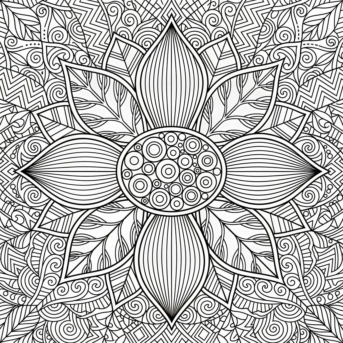 No. 43: Infographic / Edu Visual - Flower Mandala Coloring Page — Nano Banana Pro image prompt example