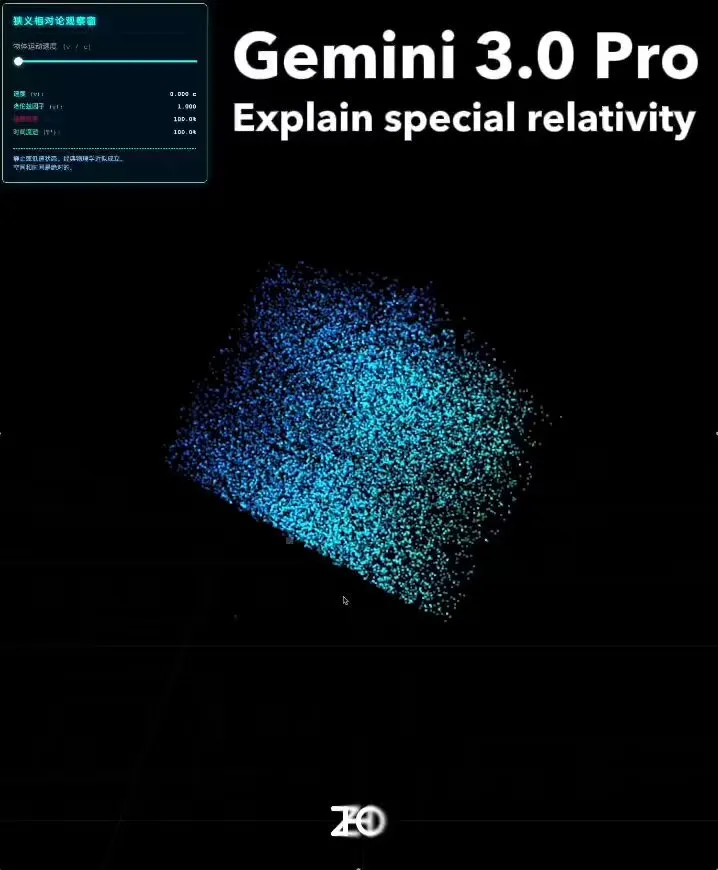 No. 46: Dynamic point cloud special relativity webpage — Nano Banana Pro image prompt example