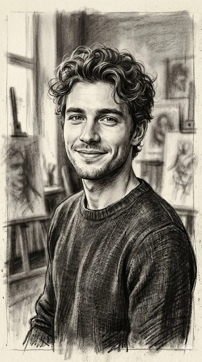 No. 6: Profile / Avatar - Hand-Drawn Charcoal Sketch Portrait — Nano Banana Pro image prompt example