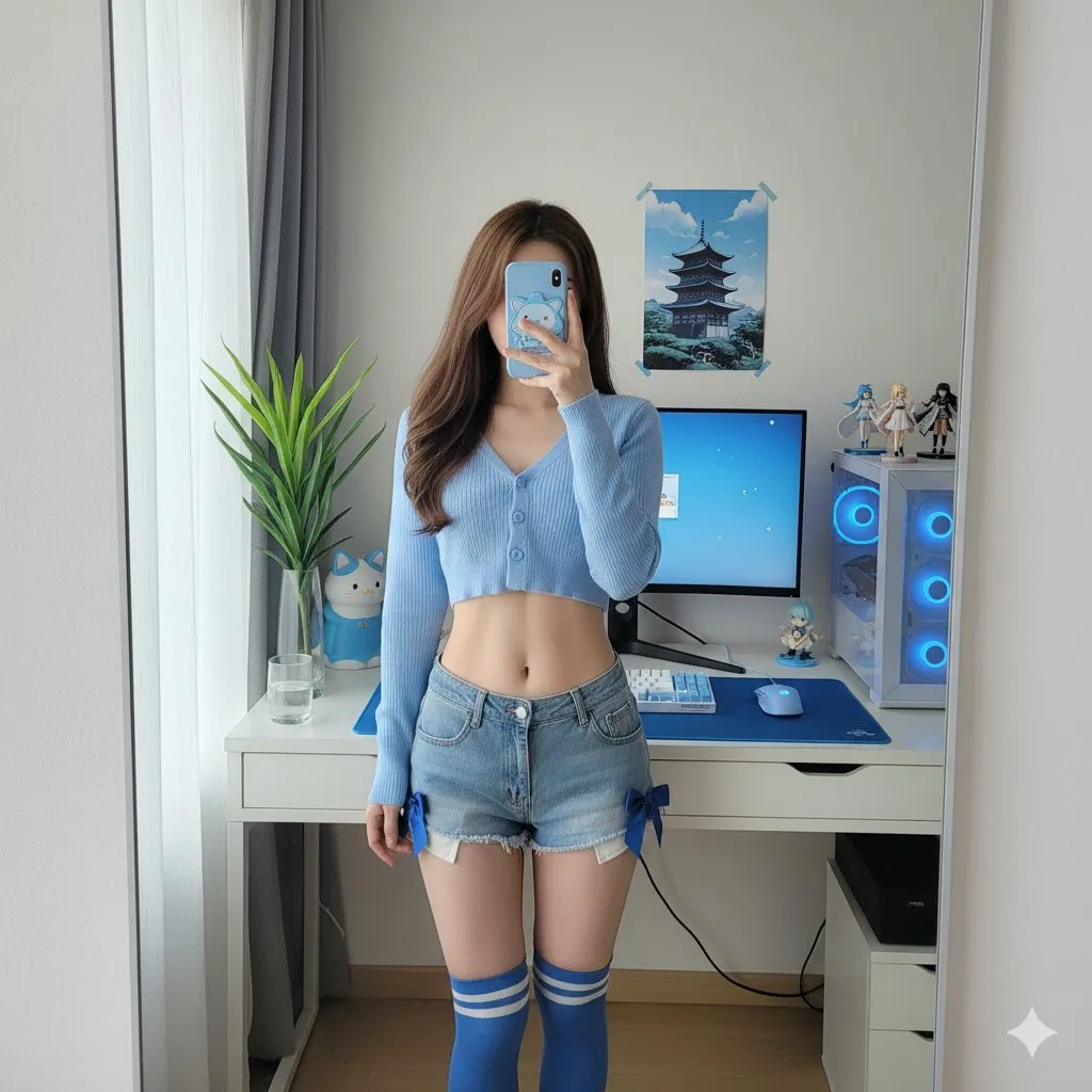 No. 8: Detailed mirror-selfie otaku room scene — Nano Banana Pro image prompt example