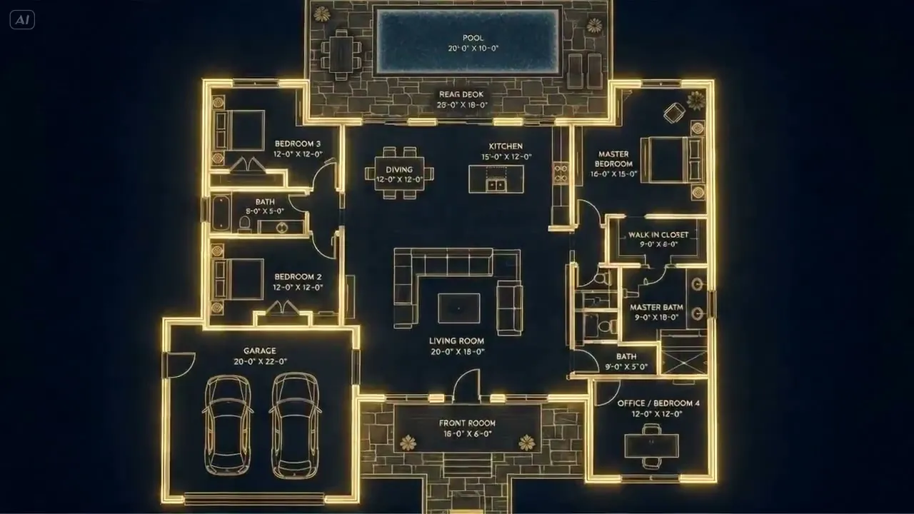 Architectural Blueprint to Reality Transformation — Seedance 2.0 video prompt example
