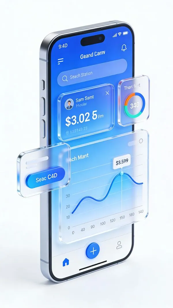 No. 102: C4D-Style Finance App UI (Variant) — Seedream 5 image prompt example