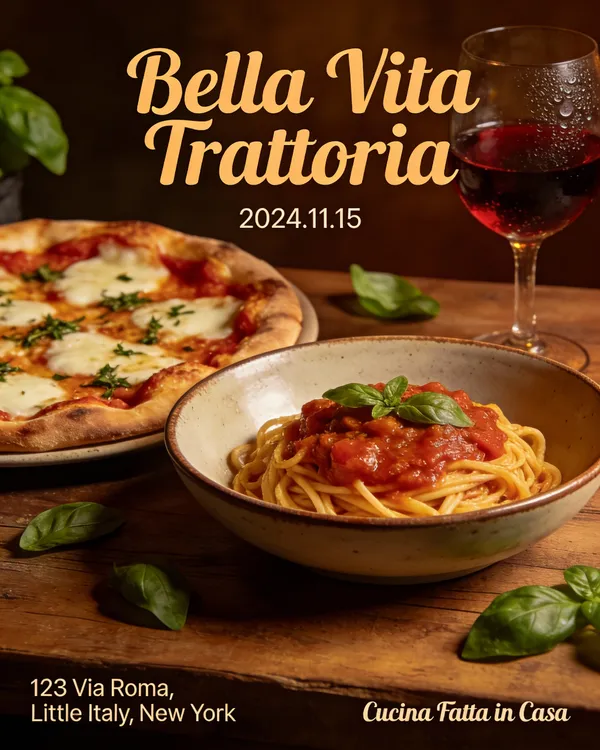 No. 12: Italian Restaurant Grand Opening Flyer — Seedream 5 image prompt example