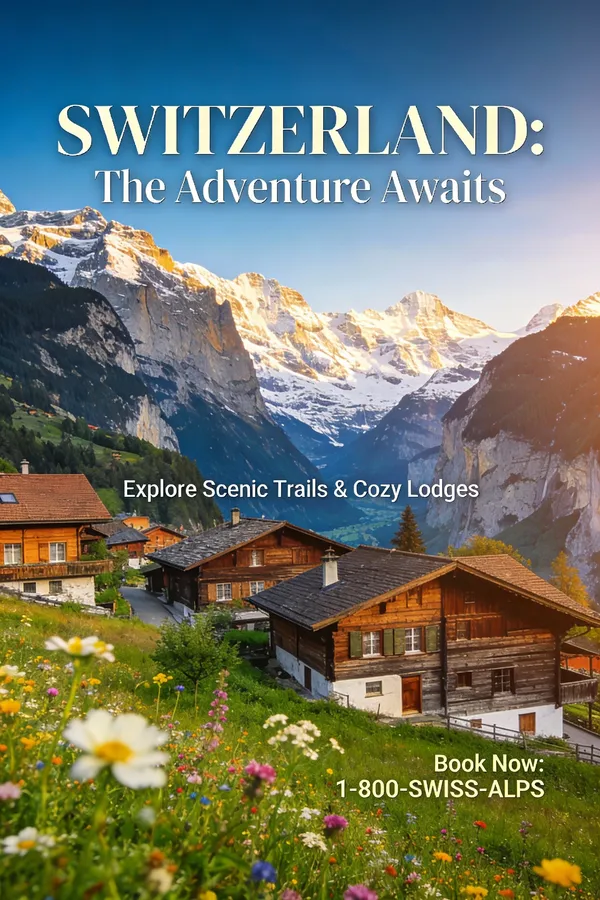 No. 3: Aspirational Swiss Alps Travel Poster — Seedream 5 image prompt example