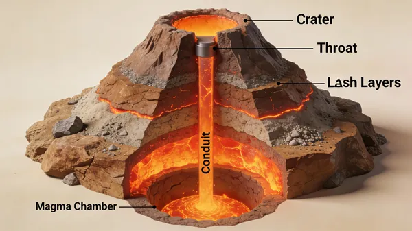 No. 46: 3D Cutaway Volcano Diagram — Seedream 5 image prompt example