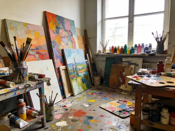 No. 52: Artist's Messy Studio — Seedream 5 image prompt example