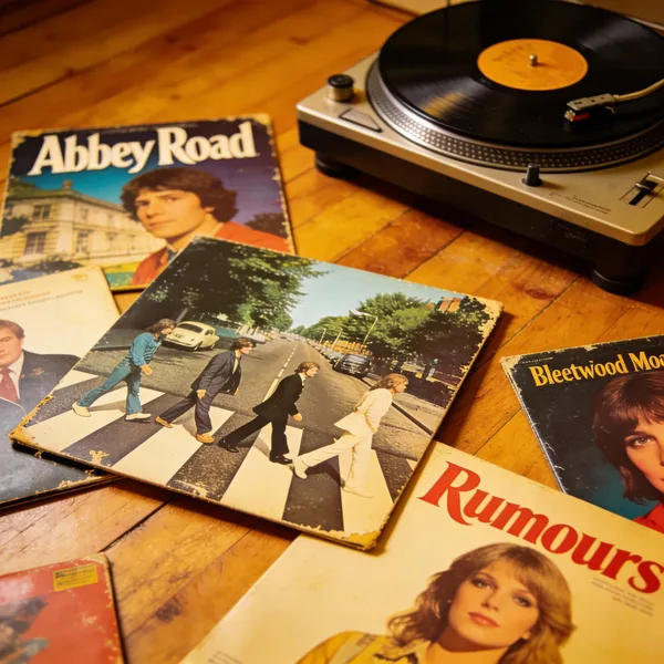 No. 57: Vintage Vinyl Records Collection — Seedream 5 image prompt example