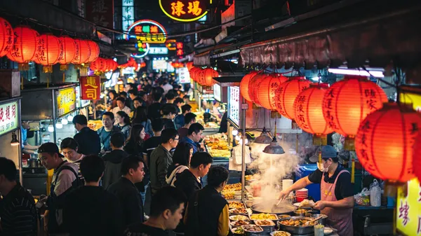 No. 60: Vibrant Taipei Night Market Scene — Seedream 5 image prompt example