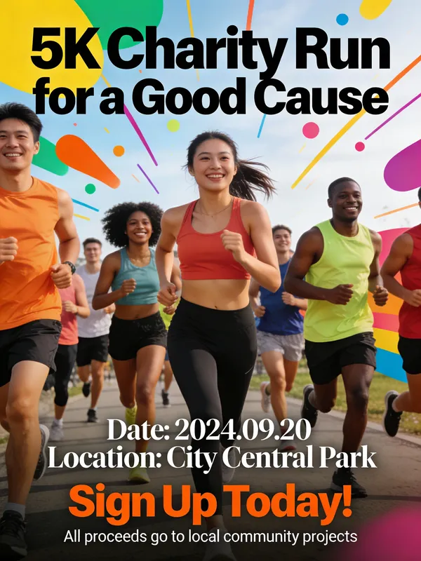 No. 7: Energetic 5K Charity Run Poster — Seedream 5 image prompt example