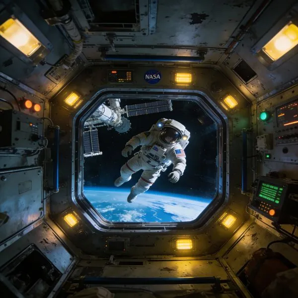 No. 76: ISS Astronaut Interior — Seedream 5 image prompt example