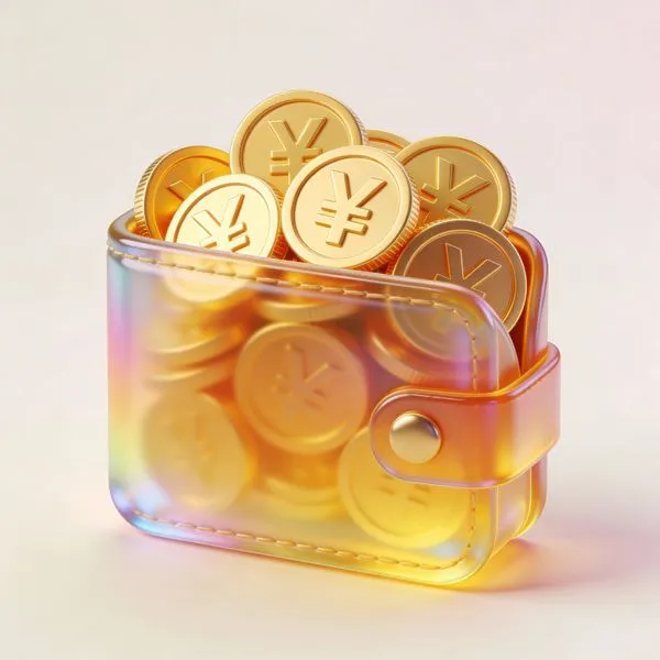 No. 93: 3D Glass Wallet and Coins Icon — Seedream 5 image prompt example