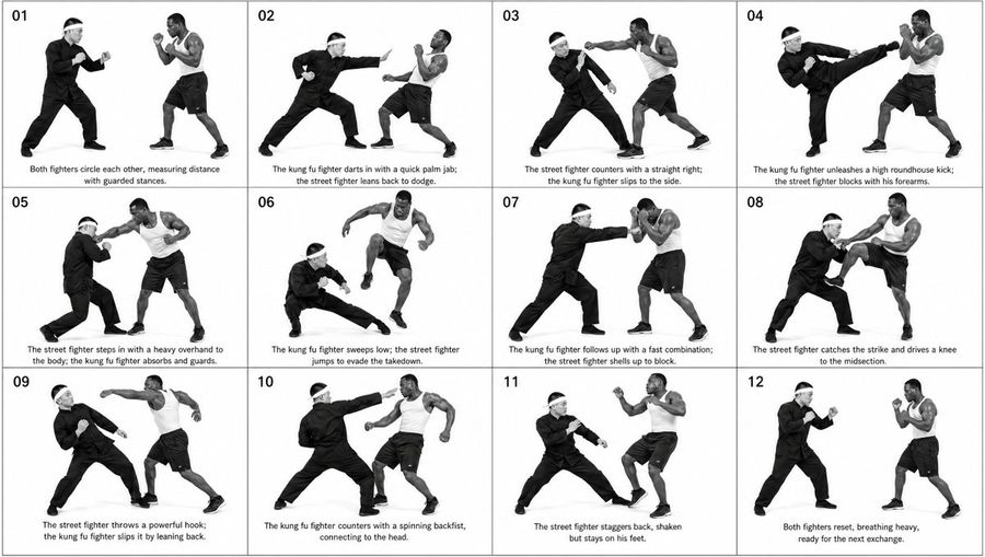 12 Panel Martial Arts Storyboard — GPT Image 2 image prompt example