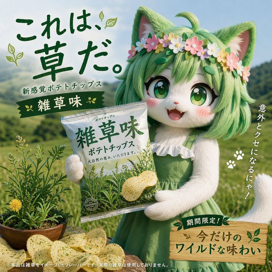Japanese Potato Chip Advertisement, a Character Is Promoting It — GPT Image 2 image prompt example