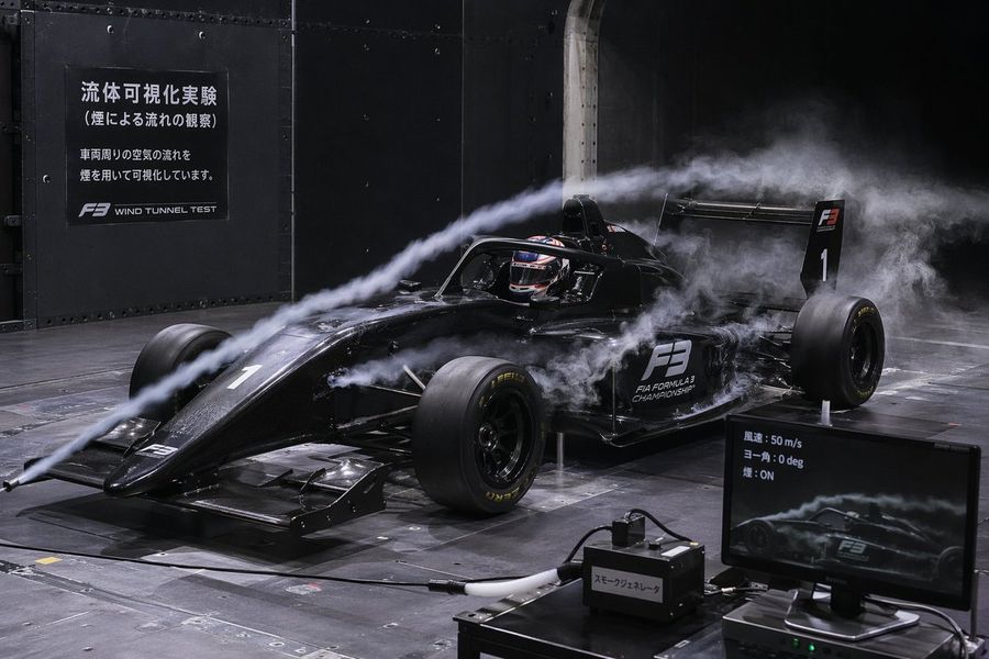 Photorealistic Image of a Black Formula 3 Race Car Undergoing — GPT Image 2 image prompt example