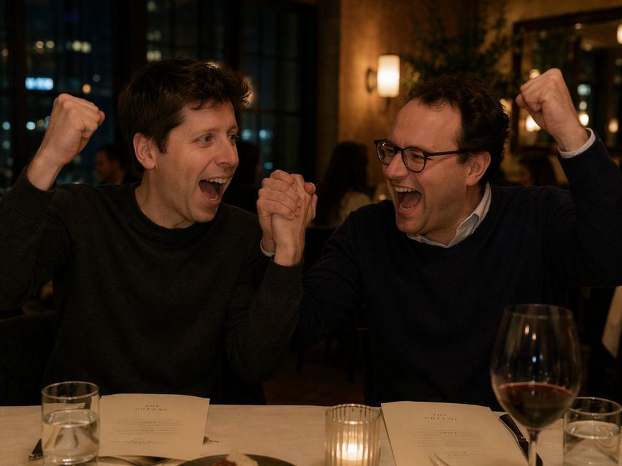 Candid, Warm-toned Photograph of Two Men Sitting at a Table — GPT Image 2 image prompt example