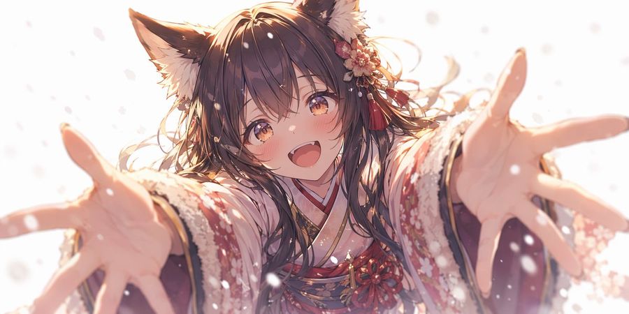 Anime-style Illustration of a Cute Girl with Fluffy Dark Brown Fox — GPT Image 2 image prompt example