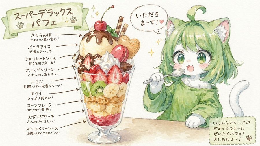 Character Is Eating a Super Deluxe Parfait — GPT Image 2 image prompt example