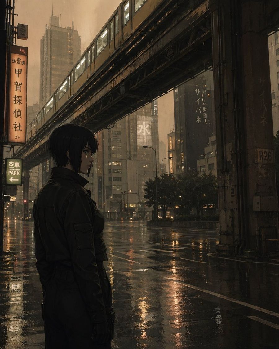 Cinematic, Atmospheric Illustration of a Young Woman with Short Black — GPT Image 2 image prompt example