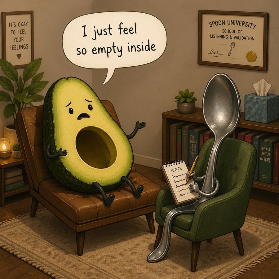 Humorous 3D Cartoon Illustration of a Therapy Session in a Cozy Office — GPT Image 2 image prompt example