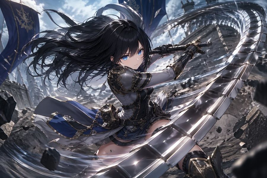 Dramatic High-action Anime Fantasy Illustration of a Young Female — GPT Image 2 image prompt example