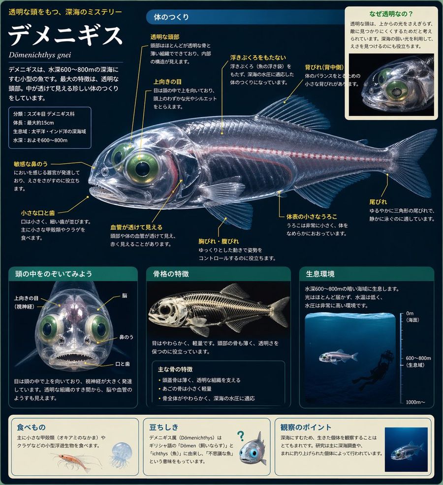 Color Encyclopedia Page Explaining the Body Structure of a Barreleye — GPT Image 2 image prompt example