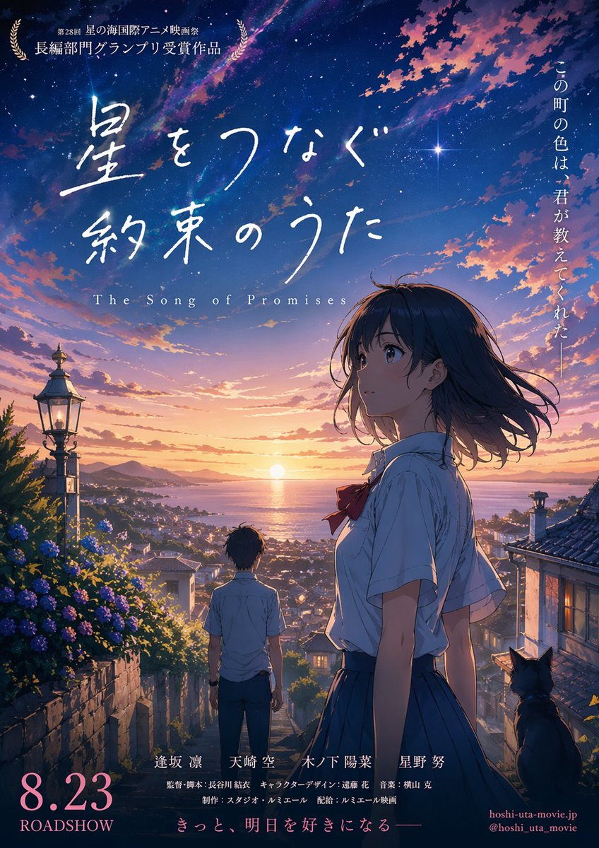 Breathtaking Anime Movie Poster at Golden-hour Sunset, Vertical — GPT Image 2 image prompt example