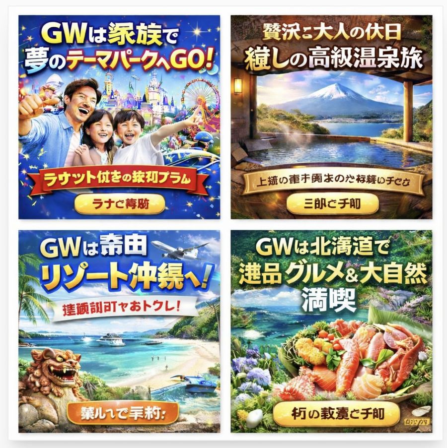 GWは家族で 夢のテーマパークへGO — GPT Image 2 image prompt example