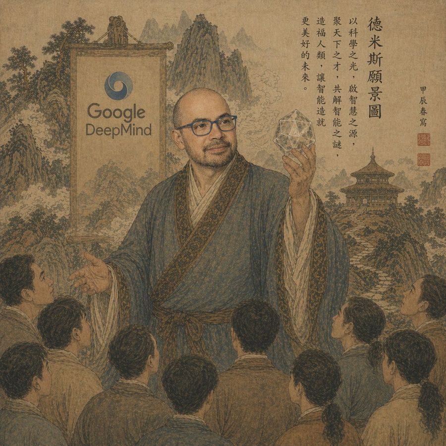 Sepia-toned Ancient Chinese Scroll Painting Reimagined as a Visionary — GPT Image 2 image prompt example