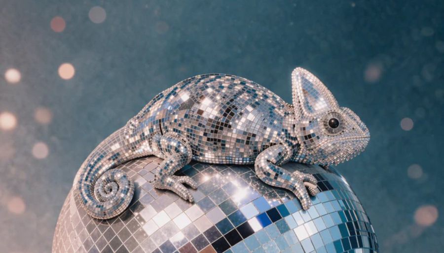 Highly Polished Studio Photograph of a Chameleon Entirely Covered — GPT Image 2 image prompt example